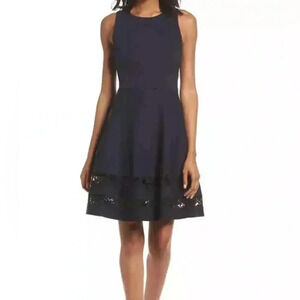 NWT Eliza J Fit/Flare Navy & Black Lace Dress Women’s size 4